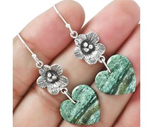 Valentine Gift Floral - Heart Larsonite Jasper Earrings SDE59965 E-1237, 16x17 mm