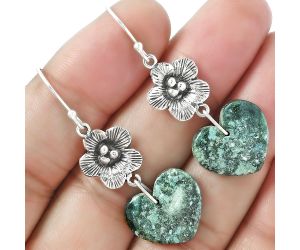 Valentine Gift Floral - Heart Larsonite Jasper Earrings SDE59988 E-1237, 15x17 mm
