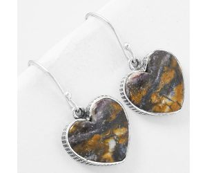 Valentine Gift Heart Natural Indian Blanket Jasper Earrings SDE60813 E-1022, 15x16 mm