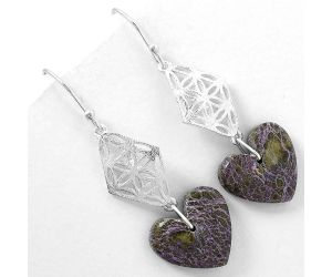Valentine Gift Heart Natural Purpurite - South Africa Earrings SDE61096 E-1108, 16x17 mm