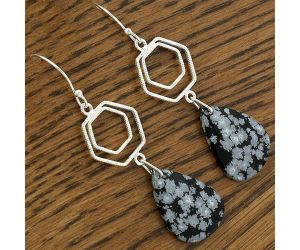 Natural Snow Flake Obsidian Earrings SDE61193 E-1148, 15x22 mm