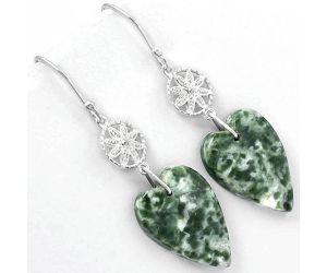 Valentine Gift Heart Natural Dioptase Earrings SDE61240 E-1235, 15x22 mm