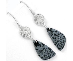 Natural Snow Flake Obsidian Earrings SDE61248 E-1235, 11x23 mm