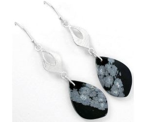Natural Snow Flake Obsidian Earrings SDE61277 E-1094, 16x25 mm