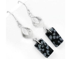 Natural Snow Flake Obsidian Earrings SDE61289 E-1094, 9x16 mm