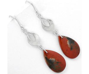 Natural Red Moss Agate Earrings SDE61298 E-1094, 14x24 mm