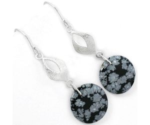Natural Snow Flake Obsidian Earrings SDE61306 E-1094, 18x18 mm