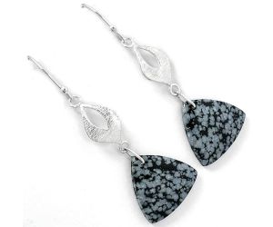 Natural Snow Flake Obsidian Earrings SDE61311 E-1094, 18x18 mm