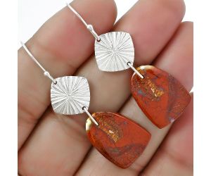 Natural Red Moss Agate Earrings SDE61316 E-1094, 15x20 mm