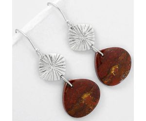 Natural Red Moss Agate Earrings SDE61322 E-1094, 18x19 mm