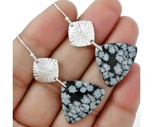 Natural Snow Flake Obsidian Earrings SDE61323 E-1094, 19x23 mm
