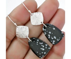 Natural Snow Flake Obsidian Earrings SDE61324 E-1094, 15x22 mm