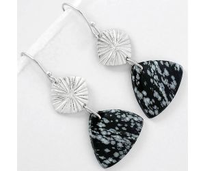 Natural Snow Flake Obsidian Earrings SDE61325 E-1094, 18x21 mm