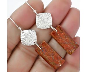 Natural Red Moss Agate Earrings SDE61335 E-1094, 10x22 mm