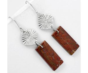 Natural Red Moss Agate Earrings SDE61335 E-1094, 10x22 mm