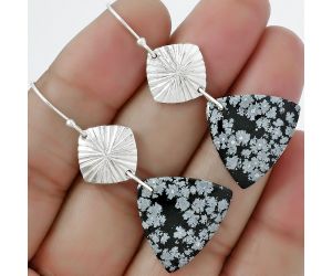 Natural Snow Flake Obsidian Earrings SDE61337 E-1094, 19x21 mm
