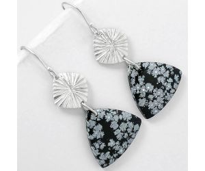 Natural Snow Flake Obsidian Earrings SDE61337 E-1094, 19x21 mm