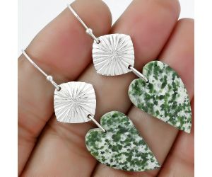 Valentine Gift Heart Natural Dioptase Earrings SDE61348 E-1094, 15x22 mm