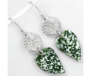 Valentine Gift Heart Natural Dioptase Earrings SDE61348 E-1094, 15x22 mm