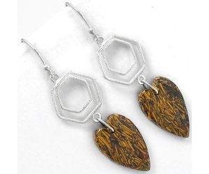 Valentine Gift Heart Coquina Fossil Jasper - India Earrings SDE61364 E-1148, 14x22 mm
