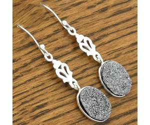 Natural Platinium Druzy Earrings SDE61427 E-1094, 10x14 mm