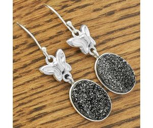 Butterfly - Natural Platinium Druzy Earrings SDE61496 E-1080, 12x16 mm