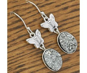 Butterfly - Natural Platinium Druzy Earrings SDE61498 E-1080, 10x14 mm