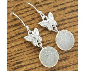 Butterfly - White Snow Agate Druzy Earrings SDE61528 E-1080, 12x12 mm