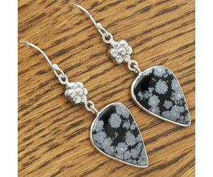Natural Snow Flake Obsidian Earrings SDE61556 E-1094, 15x22 mm