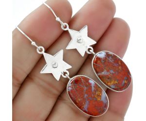 Star - Natural Red Moss Agate Earrings SDE61628 E-1094, 14x22 mm