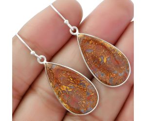 Natural Red Moss Agate Earrings SDE61793 E-1001, 14x26 mm