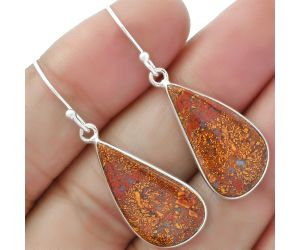 Natural Red Moss Agate Earrings SDE61846 E-1001, 12x23 mm