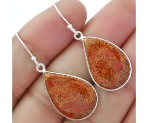 Natural Red Moss Agate Earrings SDE61887 E-1001, 15x22 mm