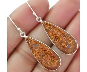 Natural Red Moss Agate Earrings SDE61888 E-1001, 12x29 mm