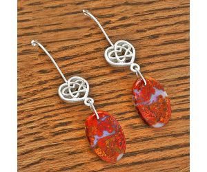 Celtic - Natural Red Moss Agate Earrings SDE61909 E-1213, 12x19 mm