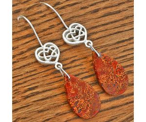Celtic - Natural Red Moss Agate Earrings SDE61921 E-1213, 13x23 mm