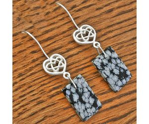 Celtic - Natural Snow Flake Obsidian Earrings SDE61927 E-1213, 11x19 mm
