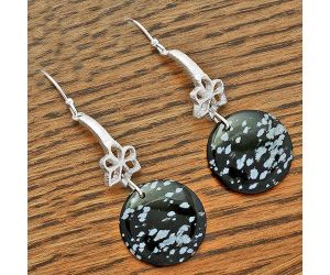 Natural Snow Flake Obsidian Earrings SDE62000 E-1205, 18x18 mm