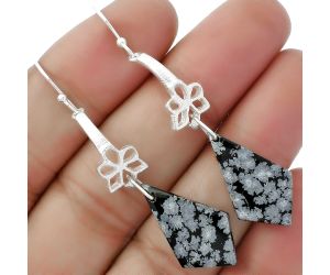Natural Snow Flake Obsidian Earrings SDE62019 E-1205, 13x23 mm
