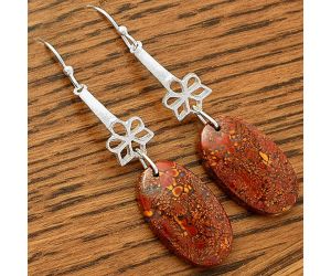 Natural Red Moss Agate Earrings SDE62028 E-1205, 14x23 mm