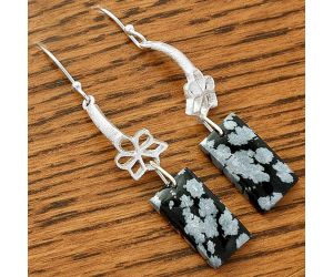 Natural Snow Flake Obsidian Earrings SDE62041 E-1205, 9x17 mm