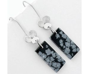 Natural Snow Flake Obsidian Earrings SDE62057 E-1094, 10x21 mm