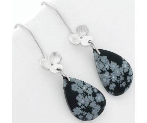 Natural Snow Flake Obsidian Earrings SDE62059 E-1094, 14x23 mm