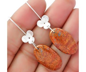Natural Red Moss Agate Earrings SDE62070 E-1094, 13x23 mm