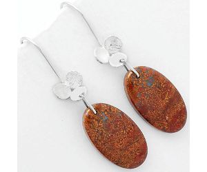 Natural Red Moss Agate Earrings SDE62070 E-1094, 13x23 mm