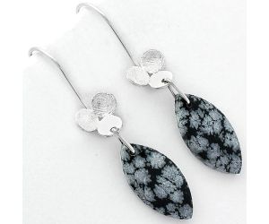 Natural Snow Flake Obsidian Earrings SDE62077 E-1094, 10x21 mm