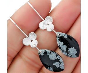 Natural Snow Flake Obsidian Earrings SDE62087 E-1094, 12x20 mm