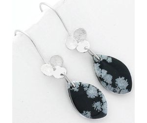 Natural Snow Flake Obsidian Earrings SDE62087 E-1094, 12x20 mm