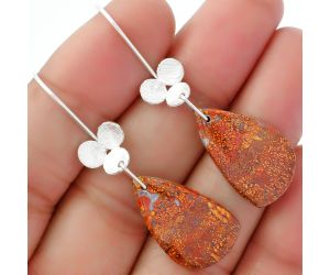Natural Red Moss Agate Earrings SDE62097 E-1094, 14x23 mm