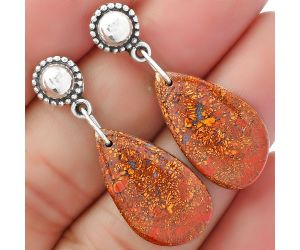 Natural Red Moss Agate Earrings SDE62098 E-1227, 13x23 mm